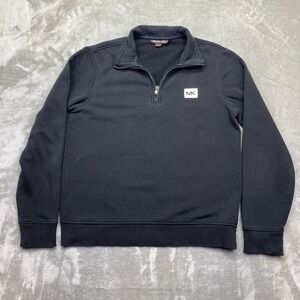 Michael Kors Mens Black MK Logo 1/4 Zip Pullover Sweatshirt Size M Grunge